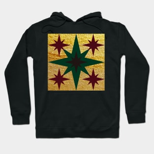 Red, Green and Gold Star Design Hoodie